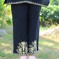 Black Cotton Kashmiri Kurti Cord Set with Light Yellow Embroidery