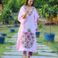 Light Pink Crushed Cotton Kaftan with Kashmiri Aari Embroidery