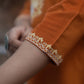 Woolen Rust Orange Long Kashmiri Kurti Cord Set With Multi Colored Embroidery