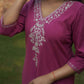 Woolen Lilac Colored Long Kashmiri Kurti Cord Set With Silver Tilla Embroidery