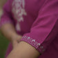 Woolen Lilac Colored Long Kashmiri Kurti Cord Set With Silver Tilla Embroidery