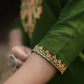 Woolen Long Green Kashmiri Kurti Cord Set With Multicolored Embroidery