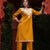 Woolen Long Mustard Kashmiri Kurti Cord set With White Cord Set Embroidery