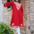 Woolen Red Kashmiri Pheran With Beautiful light Yellow Colored Embroidery