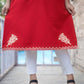 Woolen Red Kashmiri Pheran With Beautiful light Yellow Colored Embroidery