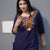 Woolen Blue Short Kashmiri Kurti With Multicolored Embroidery