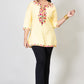 Yellow Premium Kashmiri Short cotton Kurti Styled with small U-slit cut at front and graced with Multi colour Floral Aari Work embroidery