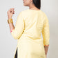 Yellow Premium Kashmiri Short cotton Kurti Styled with small U-slit cut at front and graced with Multi colour Floral Aari Work embroidery